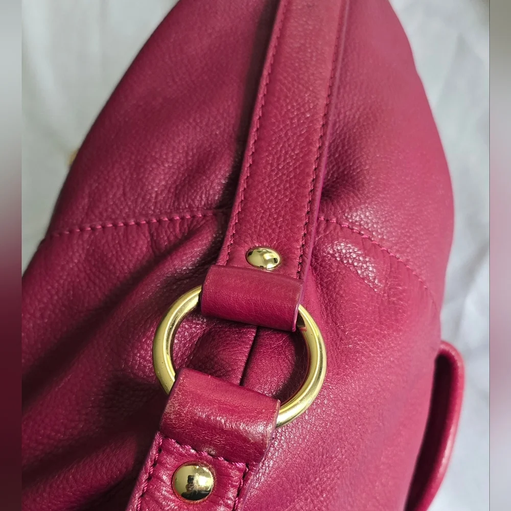 Michael Kors Burgundy Leather Hobo Bag with Gold Hardware